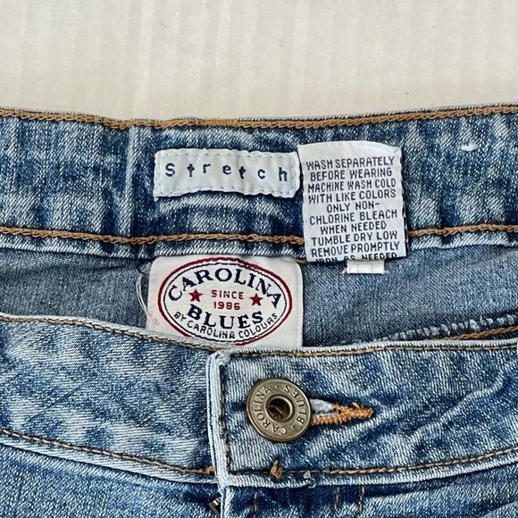 Vintage Carolina Blues Stretch Jeans Straight High Rise Blue Denim Size 8 Tall - Picture 7 of 15
